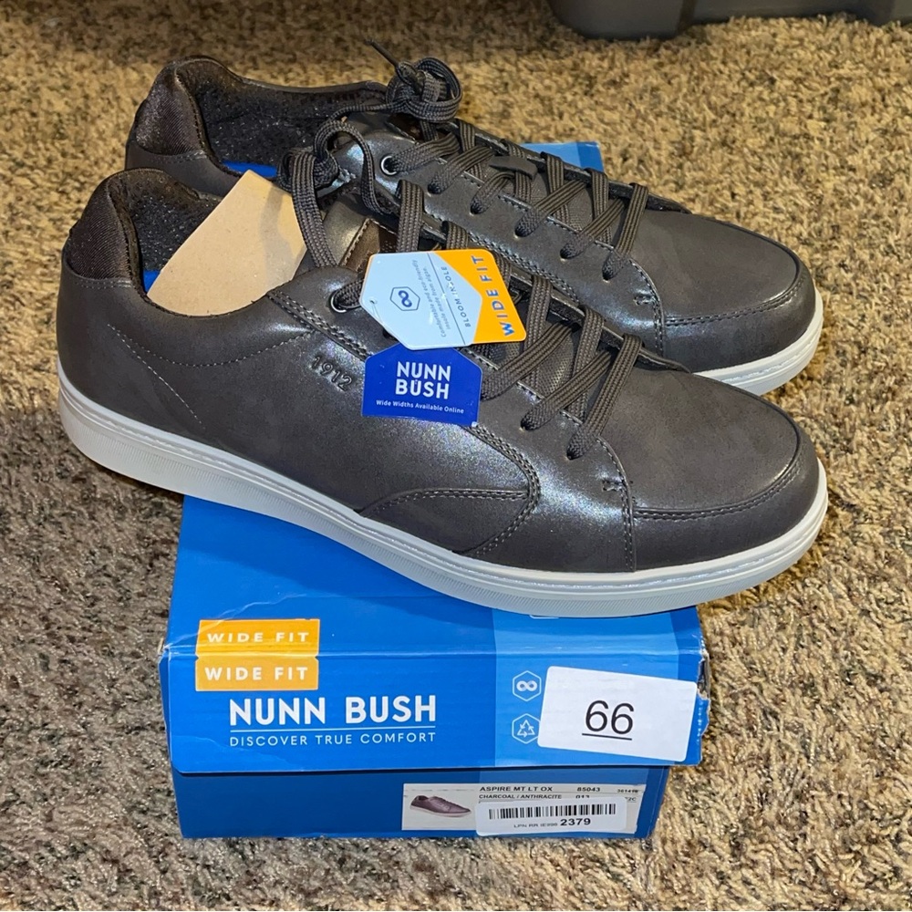 Nunn Bush Men's Size 12 Wide Aspire Oxford Dress Sneaker Charcoal Gray 85043-013